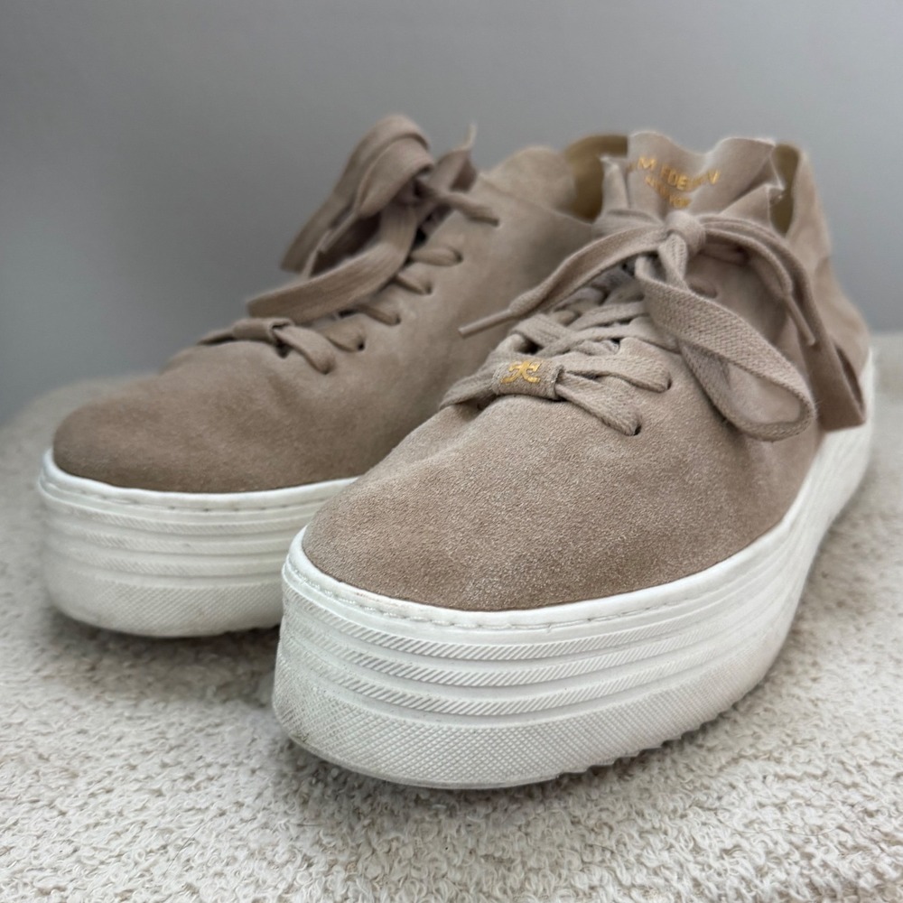 Sam Edelman Poppy Suede Platform Sneakers Tan Beige Minimalist Quiet Luxury 9.5M